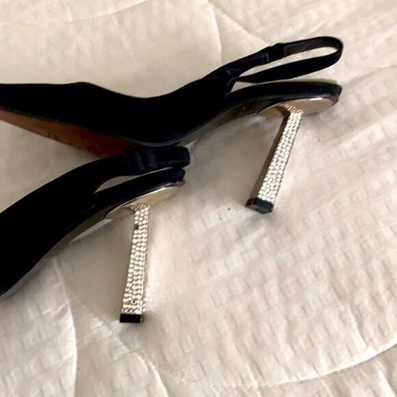 Stuart Weitzman Black Slingback Pumps with a Sparkle Spike Heel Size 5.5 - Picture 10 of 12